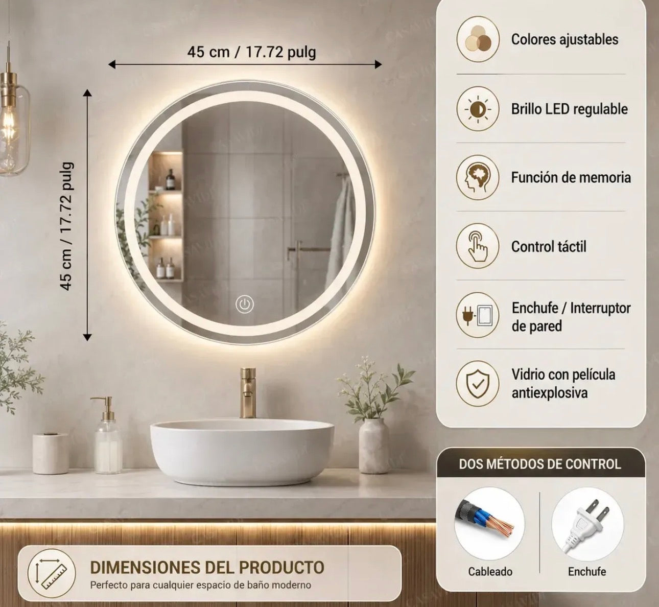 Espejo luz led