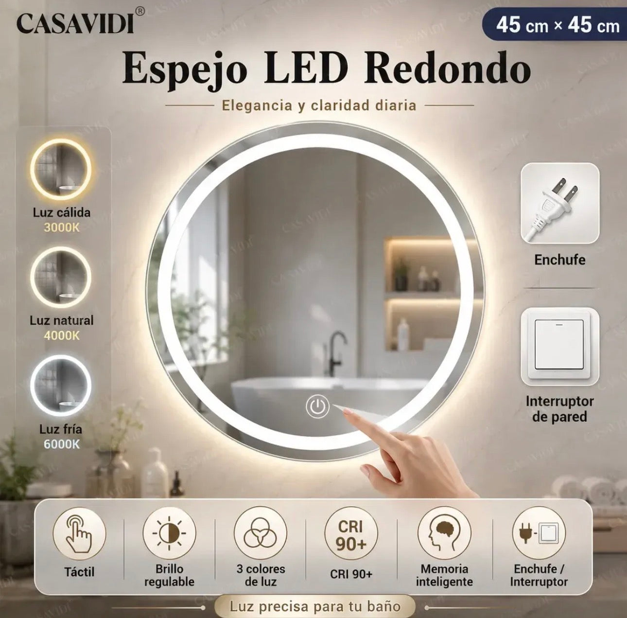 Espejo luz led
