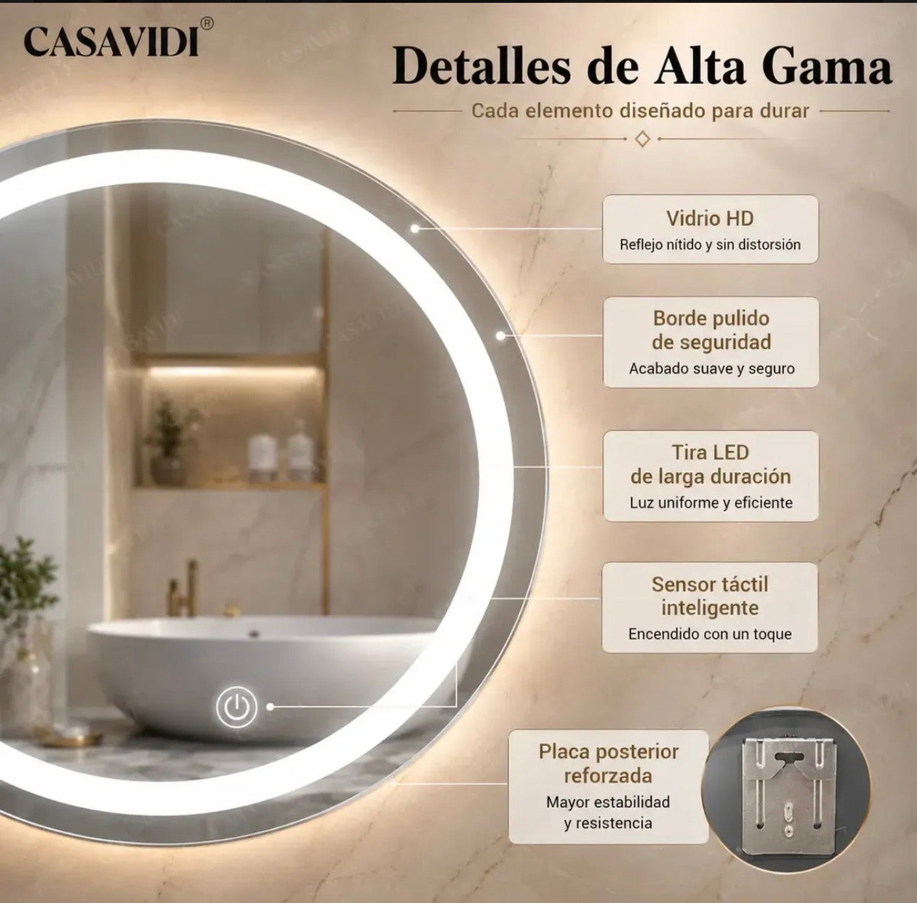 Espejo luz led